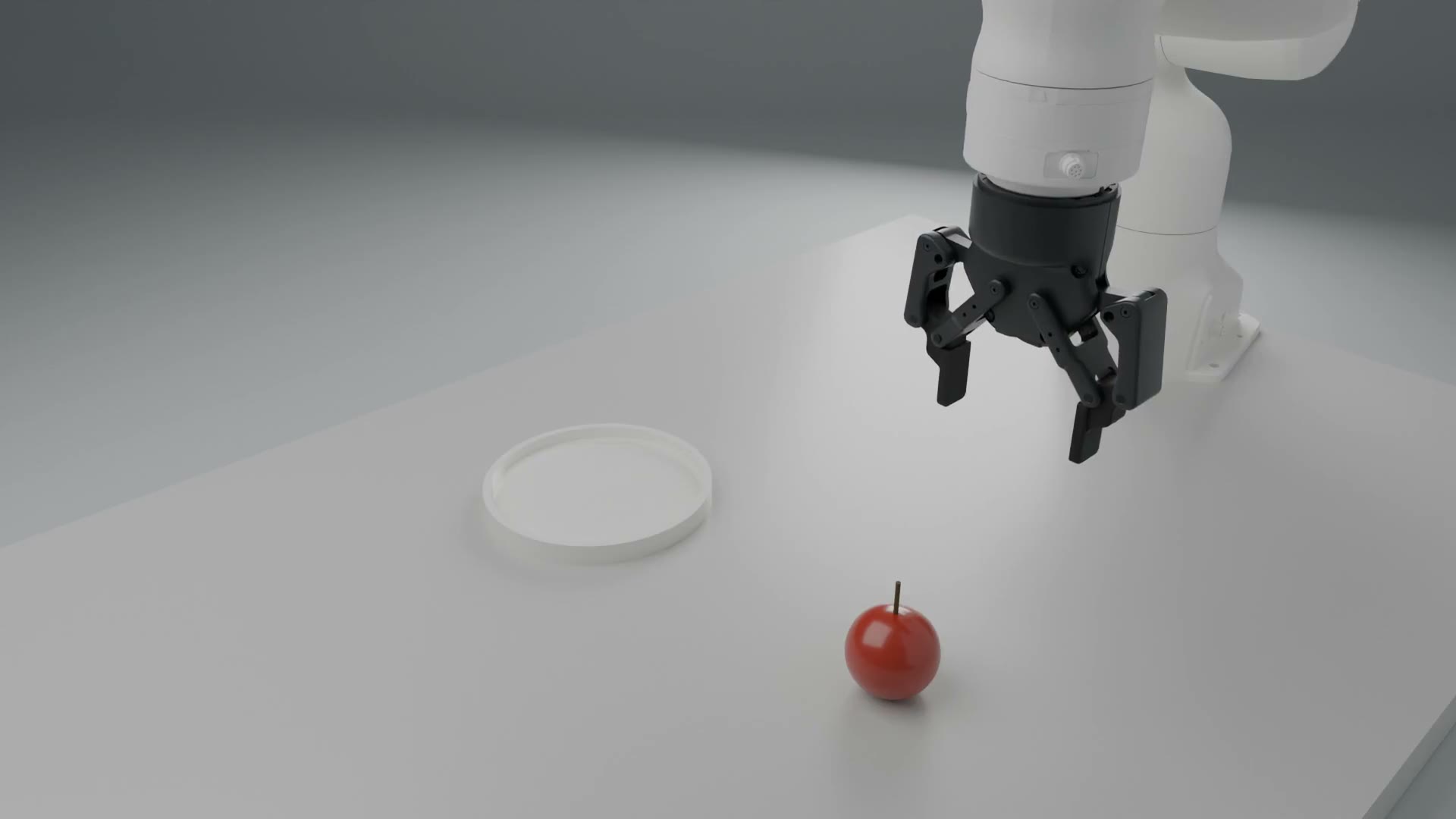 Rendered simulation of a robot pick-and-place attempt, GPT-6.1 Sol.